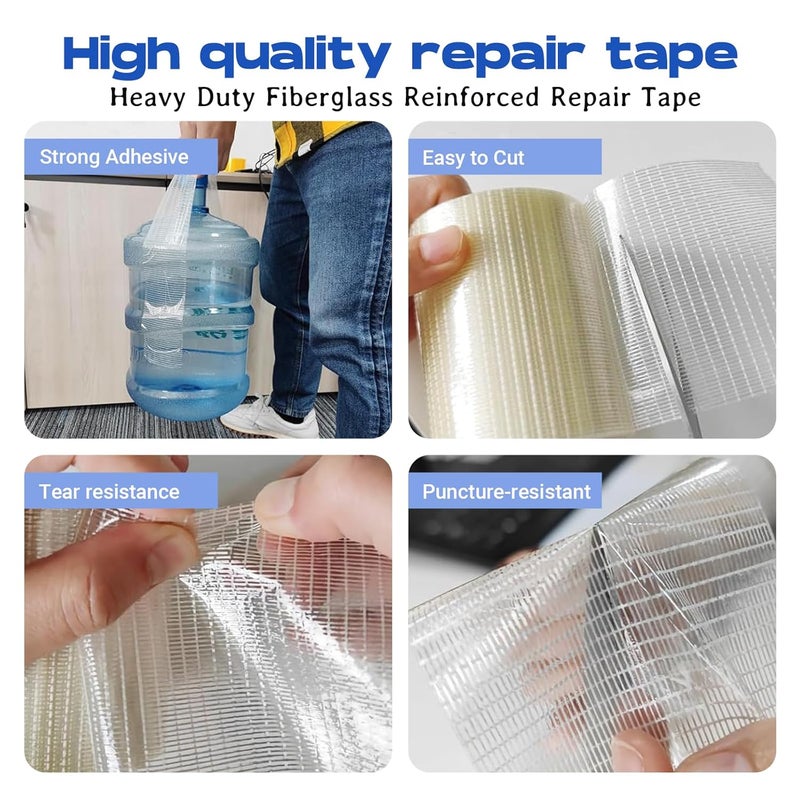 Daiphelim 5 in x 39FT RV Awning Repair Tape Kit – Heavy Duty Waterproof Tear Repair Patch for Tarp, Canvas, Tent, Fabric, Canopy, Boat Covers, Sail – Clear Reinforced Fiberglass Repair Tape - Image 3